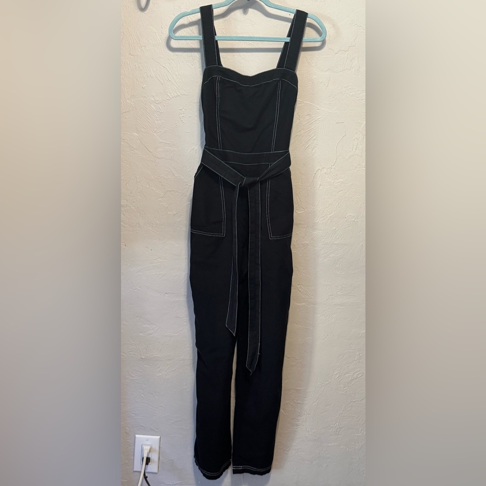 Hollister Black Denim Overalls size medium. NWOT. Belted